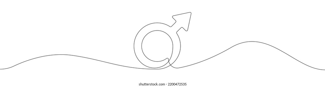 Male Gender Icon Line Continuous Drawing Vector. One Line Male Gender Icon Vector Background. Male Gender. Continuous Outline Of A Male Gender Icon.
