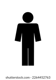 Male gender icon, vector illustration. These icons and symbols are used to differentiate between men and women when entering certain rooms, such as toilets and other public facilities.