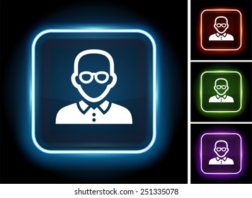 Male with Glasses on  Color Square Buttons