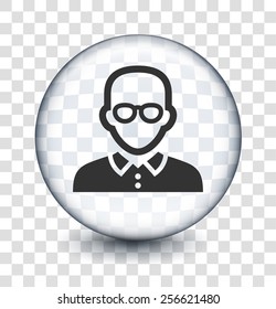 Male with Glasses on Transparent Round Buttons