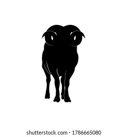 male goat silhouette front view  drawing animal vector