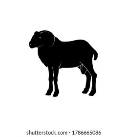 male goat silhouette side view  drawing animal vector