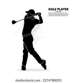 Male golf player. Abstract isolated vector silhouette