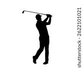 Male golf player silhouette vector flat illustration design.