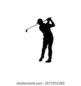 A male golf player vector silhouette