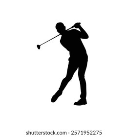 A male golf player vector silhouette