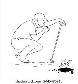 Male golfer competing on the course sketch vector illustration