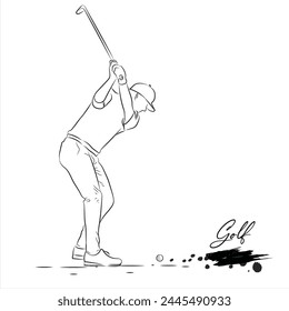 Male golfer competing on the course sketch vector illustration