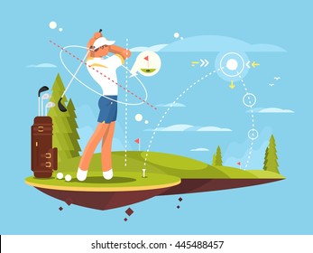 Male golfer playing golf