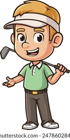 Male golfer presenting vector illustration