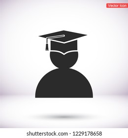 male graduate in graduation cap. icon. Vector  Eps 10 
