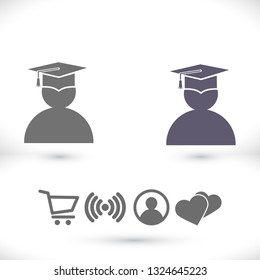 male graduate in graduation cap. icon. Vector  Eps 10 