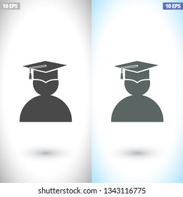 male graduate in graduation cap. icon. Vector  Eps 10 