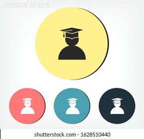 male graduate in graduation cap. student icon. graduation. EPS 10 vector
