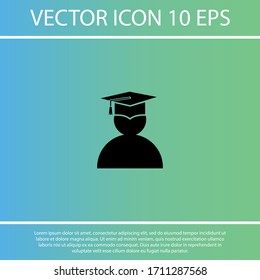 male graduate in graduation cap. student icon. graduation. EPS 10 vector