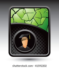 male graduate on green cracked background