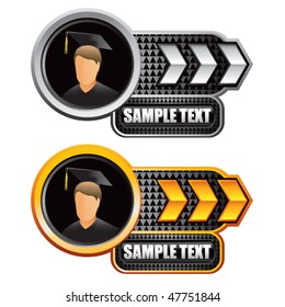 male graduate white and gold arrow nameplates