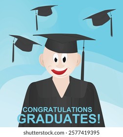 Male graduating student. vector illustration