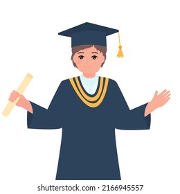 Male Graduation Cap On Head Holding Stock Vector (Royalty Free ...