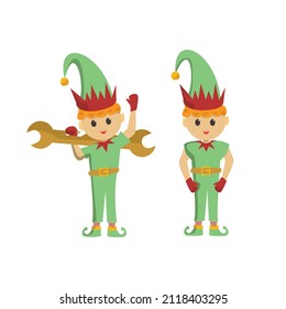 Male green elf on white background