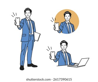 Male Guide Character – Versatile Profession Set. A man guiding in various outfits. Great for business, service, and app tutorials. Perfect for web, promo, and educational content.