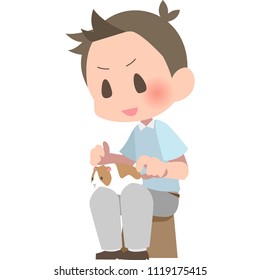 Male Guinea Pigs put on knees