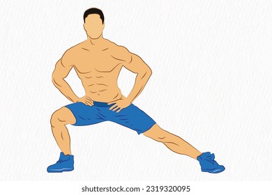 Male Gym Fitness freehand workout vector illustration