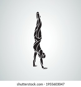 Male gymnast in artistic gymnastics vector silhouette