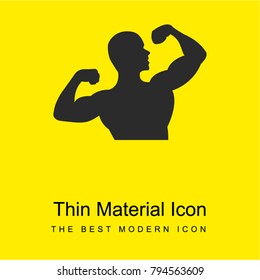 Male gymnast flexing arms bright yellow material minimal icon or logo design