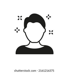 Male Hair Silhouette Icon. Man with Shine Hairstyle Black Pictogram. Natural Coiffure Icon. Isolated Vector Illustration.
