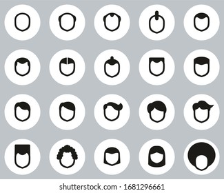 Male Haircut Style Icons Black & White Flat Design Circle Set Big