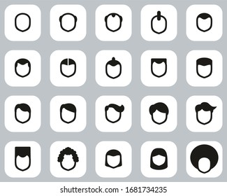 Male Haircut Style Icons. Black & White Flat Big Design Set.