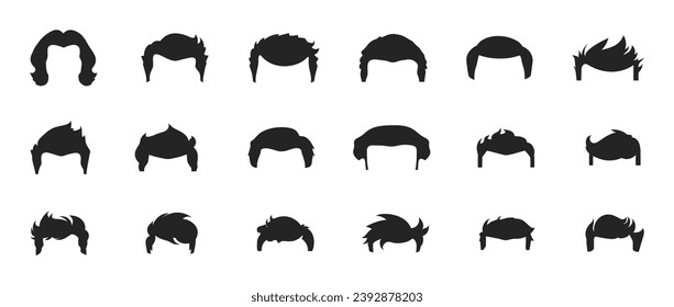 Male Haircuts, Hairstyles Vector Set. Hipster Men Style Big Collection on a Transparent Background