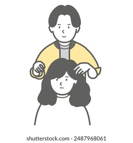 Male hairdresser counseling hair style