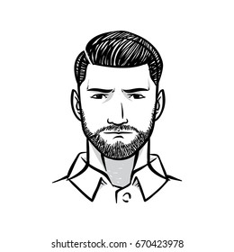 Male hairstyle collection with beards mustache  isolated vector illustration
