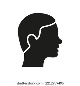 Male Hairstyle Profile Silhouette Icon. Men Head With Refined Hair Black Icon. View Side Man Pictogram. Isolated Vector Illustration.