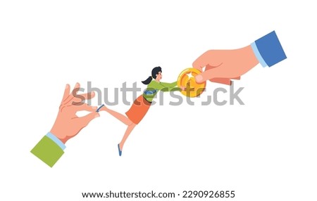 Male Hand With A Bundle Of Cash Lures A Talented Employee From The Competitor's Company, Business Practice Of Poaching