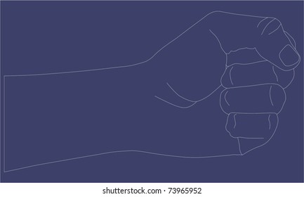 Male hand, fist isolated.