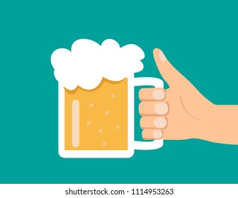 Male hand hold glass beer