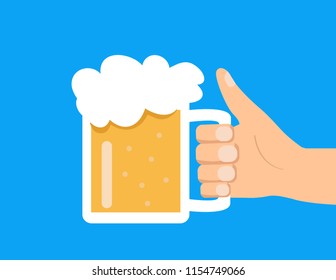 Male hand hold glass beer