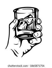 Male Hand Holding Glass With Alcohol