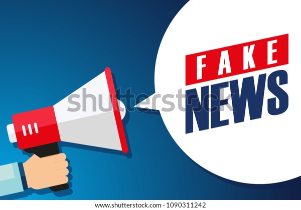 Male Hand Holding Megaphone Fake News Stock Vector (Royalty Free ...