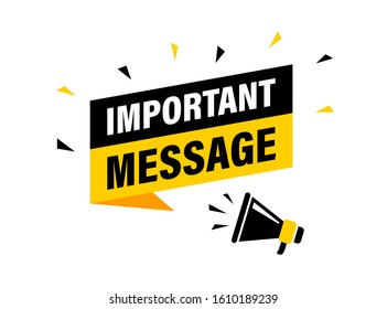 Male hand holding megaphone with important message speech bubble. Loudspeaker. Banner for business, marketing and advertising. Vector illustration.