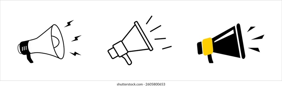 Male hand holding megaphone with Your opinion matters night speech bubble. Loudspeaker. Banner for business, marketing and advertising. Vector illustration.	