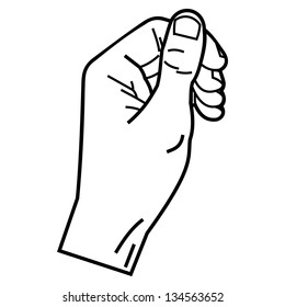 male hand holding nothing linear