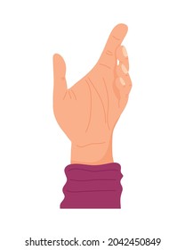 male hand holding something on white background