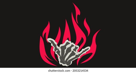 Male hand holds fire black background  Blazing flame in hand vector