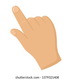 Male hand icon vector. Human Hand points direction with finger. Illustration of gesture male hand in flat minimalism style.