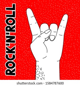 Male Hand Make Goat Gesture Two Fingers Up Vector. Rock symbol