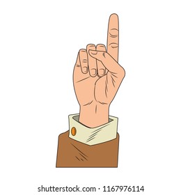 Male hand pointing up pop art